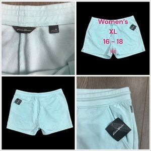 Women’s Eddie Bauer XL 1X 16 - 18 Shorts Aqua Gym Sport Drawstring Pull On NWT